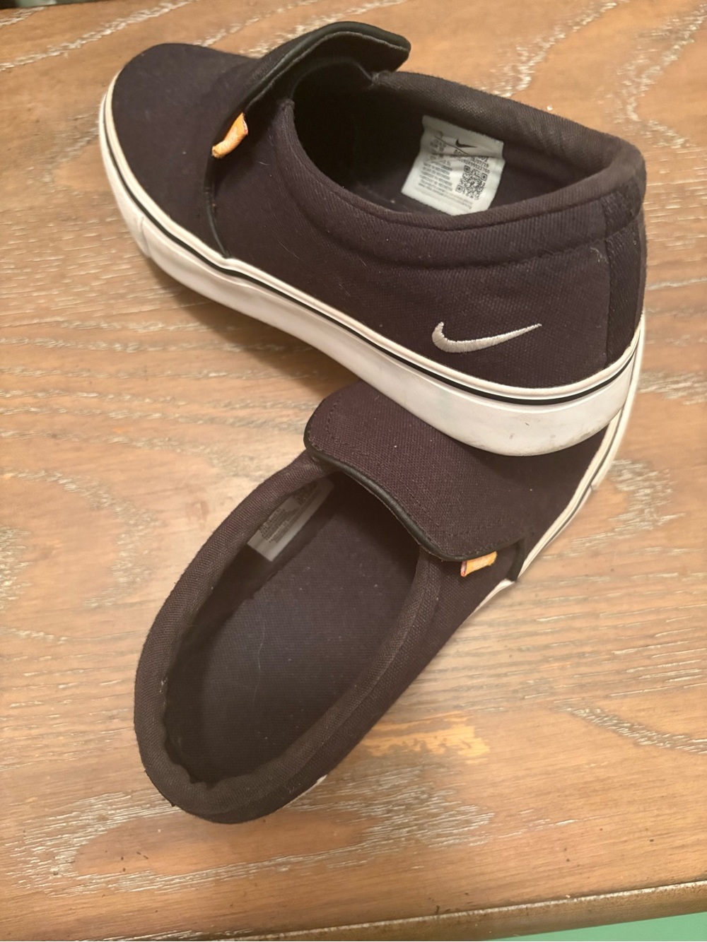 Nike Kids Black Canvas Slip-On Sneakers with White Swoosh